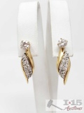 Pair of 14k Gold Round Diamond Studs with Dangle Earring Jackets, 4.8g Est. Price $3,325.00