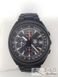 Rare TAG Heuer Pilot Chronograph 510 41mm stainless steel case with black PVD coating.