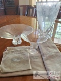 Steuben glass pieces with dust sleeves