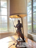 Vintage bronze Medieval warrior lamp