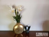 Vintage solid brass Dolbi Cashier vase with mini decorative vase