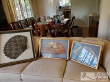 3 beautiful framed, hand-painted French fans