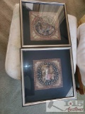 Two framed Burmese Indian Kalagas (tapestries) imported from Thailand