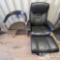 Leather Reclining Seat w/ Leg Rest and Metal and Cloth Chair w/ Arm rests