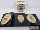 3 Badges, 1 Russian, County of Los Angeles Deputy Health Officer, and Liberty/Chief/Protect