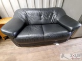 Black Leather Love Seat Couch