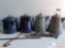 Four Large Vintage Coffee Pots and Hooks