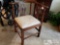 Wood Corner Chair w/ Cream Colored Floral Cushion