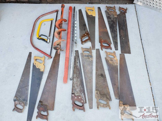 Fifteen Saws, Large Hilti Concrete Bit and Two Hole Digging Bits
