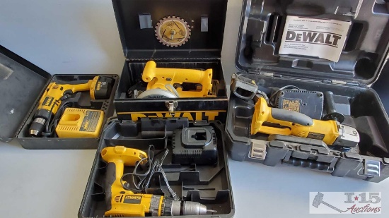 DeWalt Trim Saw, Cordless Cut Off Tool, and Two Cordless Drills