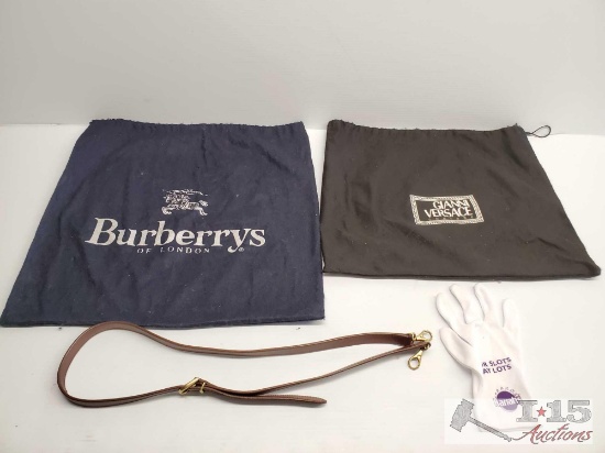 Two Purse Storage Bags, Harrah's Glove, Misc. Leather Purse Strap