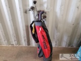 Wilson Golf Bag w/ Twelve Various Golf Clubs and towel