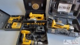 DeWalt Trim Saw, Cordless Cut Off Tool, and Two Cordless Drills