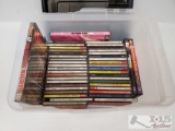 Tote of approx. 55 Misc. CDs and DVDs
