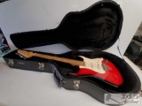 Crescent Red/Black Electric Guitar w/ Black Road Runner Guitar Case