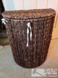 Wicker Laundry Basket With Reusable Bags and New Twin Down Comforter