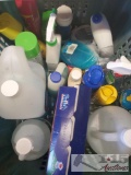 Tote Full of Assorted Cleaning Supplies