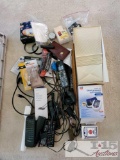 Lot of Miscellaneous Electronic Devices; remote controls, cordless phones, cables, blood pressure