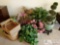 Various Pots and Baskets w/ Artificial Plants