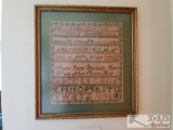 Antique Framed Sampler by Mary Jane Darling Aged 9 Years 1848