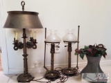 Lot of 3 Vintage Table Lamps and a Handmade Vase from Portugal