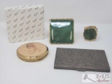 .800 Silver Card Holder and 3 Vintage Makeup Compacts, 175.7g