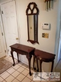 Two Entryway Tables and Entry Wall Mirror
