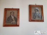 Pair of Framed 18th Century Pencil Drawing Portraits