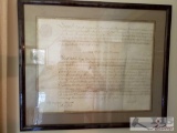 Framed Document; Kings Commendation to Edward Neller 17th Century