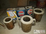 3 Copper Swingspout Oil Cans, 3 1 Gallon Oil Containers