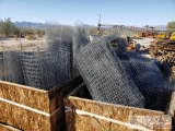 Two Wood Crates containg various sized pieces of chicken wire fencing