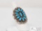 Beautiful Chunky Old Pawn Native American Sterling Silver Turquoise Ring, size 7.5