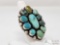 Kathleen Artist Signed Sterling Silver Signed Turquoise Chunky Ring, 28.1g