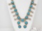 Authentic Old Pawn Sterling Silver Turquoise Squash Blossom Necklace, 103.7g