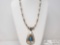 Beautiful Old Pawn Native American Sterling Silver Old Pawn Necklace/w Turquoise Pendent