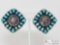 Artist Marked Amazing Pair of Sterling Silver and Turquoise Earrings with Authentic Mercury Dimes