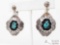 Native American Turquoise Sterling Silver Earrings, 17.2
