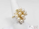 14k Pearl and Diamond Ring, 6.7