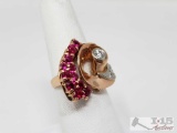 14k Gold Diamond and Ruby Ring,7.7