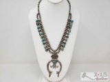 Sterling Silver Native American Turquoise Handmade Necklace, 114.2
