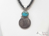 Beautiful Artist Marked Sterling Pendent with a Authentic Morgan Silver Dollar *CHAIN NOT INCLUDED**