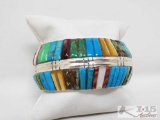 Sterling Silver Native American Handmade Cuff Bracelet, 95.5g