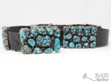 SPECTACULAR VNTG Dead / Old Pawn Handmade Turquoise & Silver CONCHO BELT Navajo