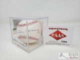 Johnny Damon of the New York Yankees Autographed Baseball in Case with PAAS COA