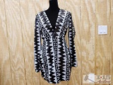 Paradiso Black/White Long Sleeve Sequin Dress, Large