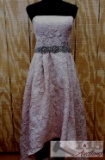 Beautiful Pink Strapless Cachet with Crystal/Rhinestone waist Dress, 14