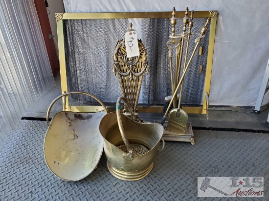 Brass Fireplace Trim and Tools