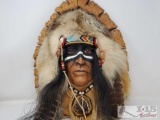 Commemorative American Chief on Carved Wood Plaque