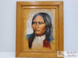 Native American Painting on Wood - Signed LeAnne