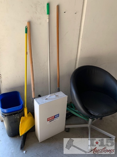 Office Chair, Garden Tools, Hose, First Aid Box